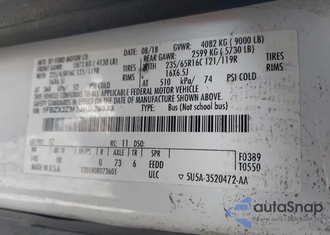 2018 Ford Transit-350 Xl from USA, damaged, VIN 1FBZX2ZM9JKB39333